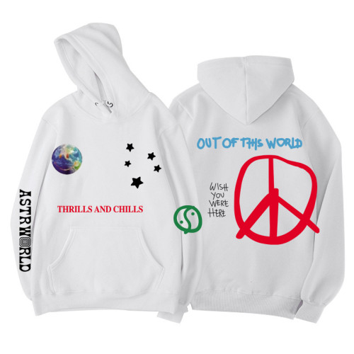 Travis Scott Astroword Trendy Hoodie Unisex Long Sleeve Thrills and Chills Print Casual Hooded Sweatshirt