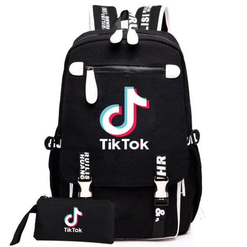 Tik Tok Students Backpack With Pencil Bag Set Unisex Youth School Bookbag