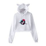 Tik Tok Girls Cat Ear Hooded Top Crop Top Long Sleeve Hooded Shirt