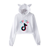 Tik Tok Girls Cat Ear Hooded Top Crop Top Long Sleeve Hooded Shirt