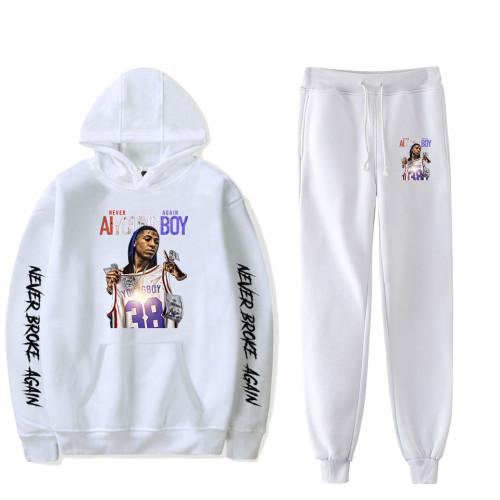 YoungBoy Never Broke Again Street Style 2 PCS Sweatsuit Long Sleeve Hoodie and Jogger Pants Set