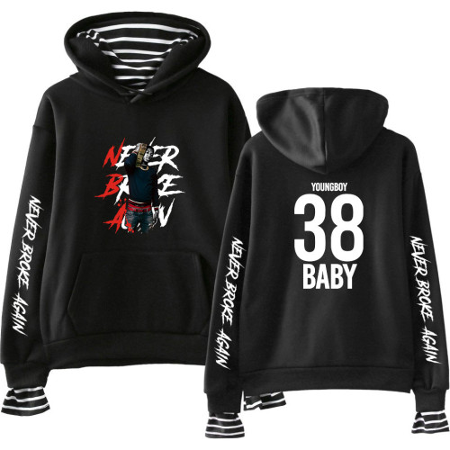 YoungBoy Never Broke Again Fake Two Piece Shirt Women Girls Winter Fall Long Sleeve Pullover Sweatshirt