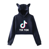 Tik Tok Girls Cat Ear Hooded Top Crop Top Long Sleeve Hooded Shirt