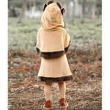 Christmas Kids Girls Costume Xmas Performace Outfit Reindeer Cosplay Dress With Shawl