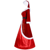 Christmas Santa Claus Female Cosplay Costume Dress Full Set With Hat Xmas Women Cosplay Long Dress