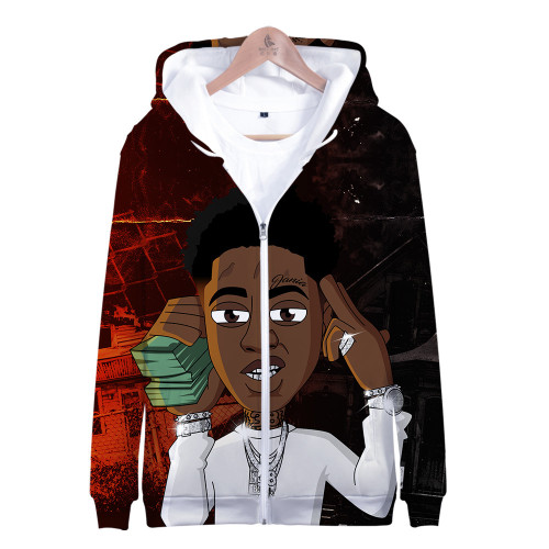 YoungBoy Never Broke Again Printed Hooded Jacket Men Women Casual Streewear Coat Fashion Zipper Jacket