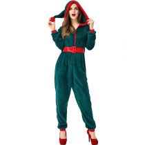 Christmas Women Elf Kugurumi Costume Xmas Cosplay Jumpsuit Performance Outfit