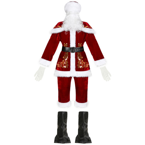 Christmas Santa Claus Male Cosplay Costume Full Set Xmas Party Costume Performance Outfit