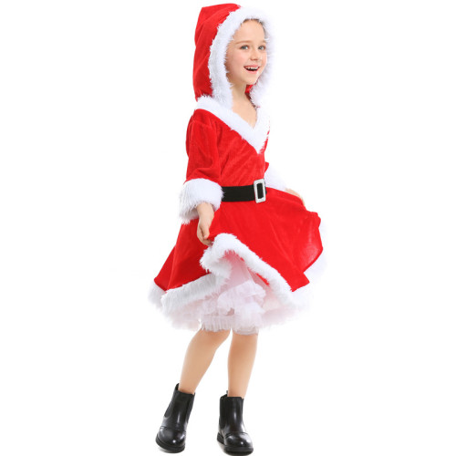 Christmas Kids Girls Cosplay Costume Dress Xmas Child Girls Santa Claus Costume Red Dress