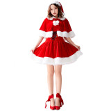 Christmas Women Girls Costume Red Santa Claus Cosplay Costume Dress Full Set