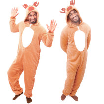 Christmas Men Reindeer Costume Kigurumi Pajamas Xmas Men Cosplay Outfit