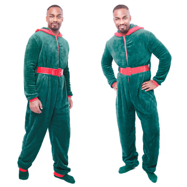 Christmas Men Elf Costume Kigurumi Pajamas Xmas Men Cosplay Outfit