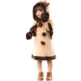 Christmas Kids Girls Costume Xmas Performace Outfit Reindeer Cosplay Dress With Shawl