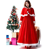 Christmas Women Girls Red Costume Dress Long Cosplay Dress Xmas Santa Claus Costume Dress