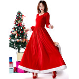 Christmas Women Girls Red Costume Dress Long Cosplay Dress Xmas Santa Claus Costume Dress