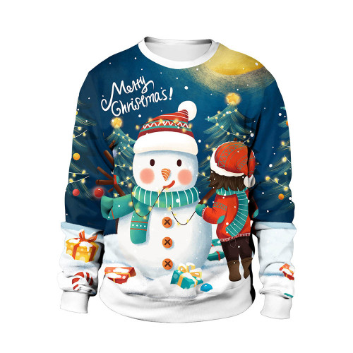 Christmas Funny Shirt Long Sleeve Santa Claus Print Pullover Swearshirt Tops