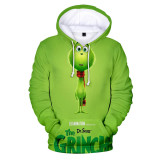 Christmas Grinch Hoodie Unisex Long Sleeve 3-D Print Xmas The Grinch Hooded Sweatshirt