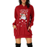 Christmas Women Hoodie Dress Christmas Print Women Outfit