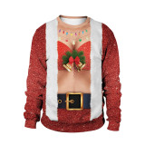 Christmas Funny Shirt Long Sleeve Santa Claus Print Pullover Swearshirt Tops