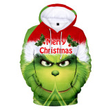 Christmas Grinch Hoodie Unisex Long Sleeve 3-D Print Xmas The Grinch Hooded Sweatshirt