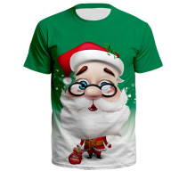 Christmas T-shirt Unisex 3 D Print Christmas Short Sleeve Santa Claus Tee