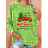 Christmas Women Casual Shirt Round Neck Long Sleeve Xmas Sweatshirt Outfit