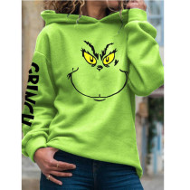 Christmas Women Grinch Hoodie Green Casual Pullover Xmas Hoodie