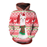 Christmas Hoodie Santa Claus Print Xmas Hoodie Long Sleeve Casual Hooded Tops