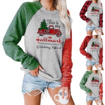 Christmas Shirt Women Girls Long Sleeve Round Neck Casual Shirt This is My Hallmark Print Pullover Shirt