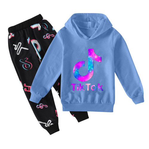 Kids Tik Tok Long Sleeve Sweatsuit 2pcs Hoodie and Sweatpants Set For Girls Boys