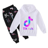 Kids Tik Tok Long Sleeve Sweatsuit 2pcs Hoodie and Sweatpants Set For Girls Boys