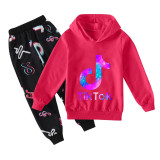 Kids Tik Tok Long Sleeve Sweatsuit 2pcs Hoodie and Sweatpants Set For Girls Boys