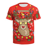 Christmas T-shirt Unisex 3 D Print Christmas Short Sleeve Santa Claus Tee