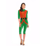 Christmas Women Girls Zentai Costume Santa Claus Cosplay Jumpsuit Costume