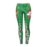 Christmas Women Girls Reindeer Print Leggings Trendy Xmas Leggings