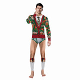 Christmas Men Funny Zentai Costume Xmas Fun Cosplay Jumpsuit