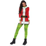 Christmas Women Girls The Grinch Zentai Costume The Grinch Jumpsuit Cosplay Costume