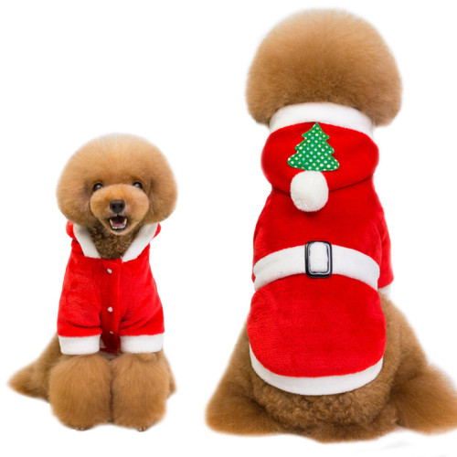 Christmas Dog Cat Pet Fashion Fleece Inside Hooded Costume