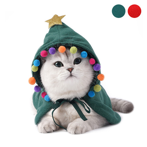 Popular Christmas Dog Cat Pet Christmas Tree Hooded Cloak Costume