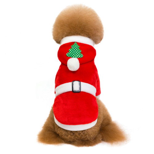 Christmas Dog Cat Pet Fashion Fleece Inside Hooded Costume