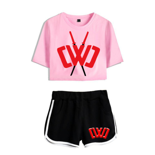 Chad Wild Clay Fashion Girls Women 2 Pieces Crop Top T-Shirt and Shorts Suit