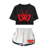 Chad Wild Clay Fashion Girls Women 2 Pieces Crop Top T-Shirt and Shorts Suit
