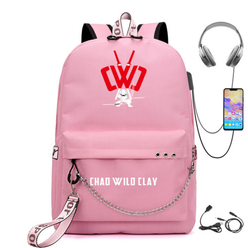 Chad Wild Clay Fashion Backpack School Book Bag With USB Charging Port