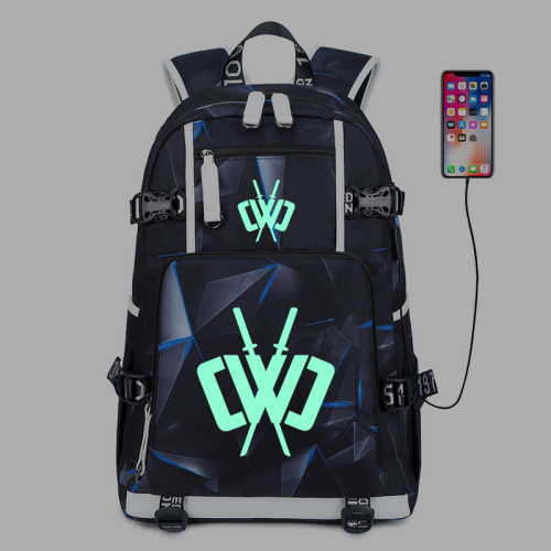 Chad Wild Clay Trendy Glow In Dark Students Backpack School Book Bag With USB Charging Port