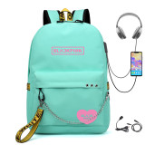 Blackpink Fashion Printed Backpack School Book Bag With USB Charging Port