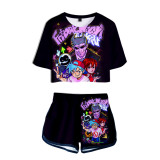 Friday Night Funkin Girls Women 2 Pieces Crop Top Shirt and Shorts Fashion Suit