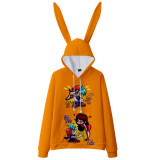 Friday Night Funkin Printed Loose Rabbit Ears Hooded Sweatshirt