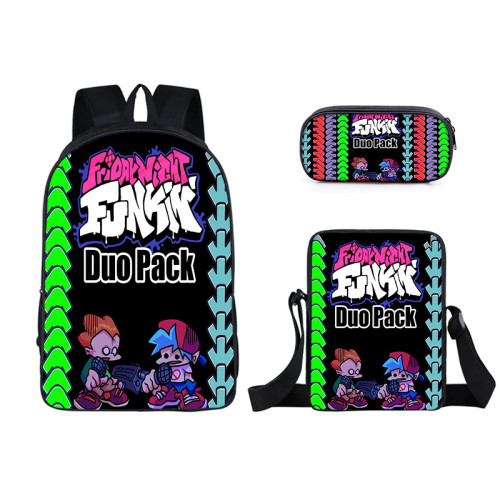 Friday Night Funkin Youth Kids School Backpack Book Bag With Lunch Box Bag and Pencil Bag 3 Piece Set