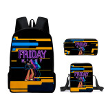 Friday Night Funkin Popular 3 Pieces Set School Backpack Lunch Bag and Pencil Bag