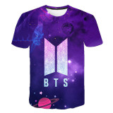 BTS Fashion 3-D Print Summer Short Round Neck  Sleeves Casual Unisex T-shirt